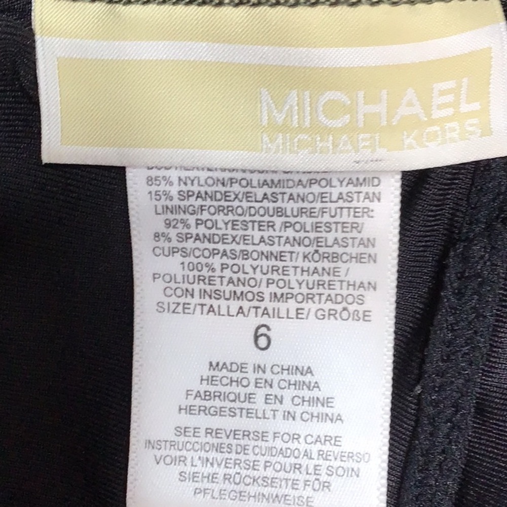🏖️MICHAEL Michael Kors Khaki Green Ruffled Deep V Front Low Back with Ties - Picture 2 of 8